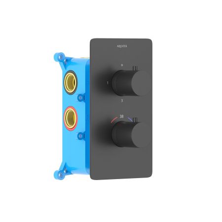 Термостатический смеситель для ванны 3 режима (внешняя и скрытая часть) AQUATEK, матовый черный AQ1393MB ЕВРОПА, артикул AQ1393MB