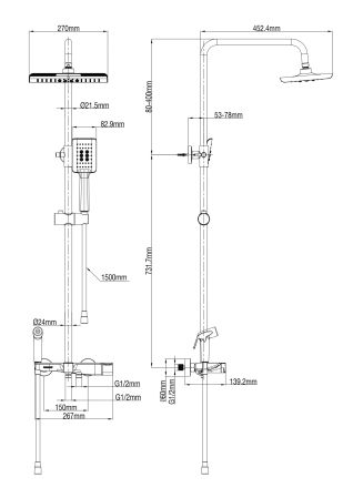 Душевая система с термостатом WONZON & WOGHAND, Хром (WW-B3310-CR)