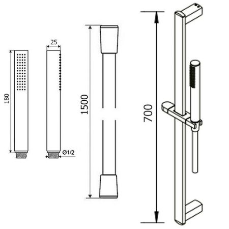 Душевой гарнитур на штанге EXCELLENT Lino AREX.SS.060CR (хром), артикул AREX.SS.060CR