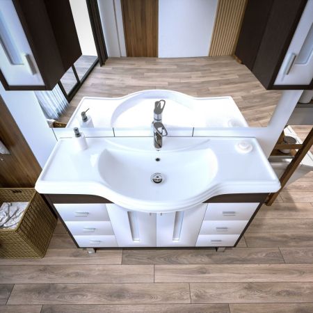 Комплект мебели для ванной Бриклаер БАЛИ 120V, венге/белый, артикул БАЛИ 120V