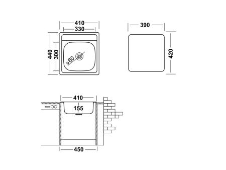 Кухонная мойка UKINOX Классика CLM410.440 -GT6K 0C, 44*41, артикул CLM410.440 -GT6K 0C