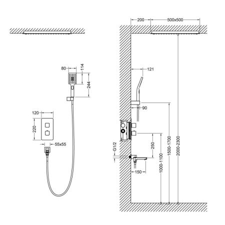 Душевая система встроенная с термостатом Timo Petruma SX-5019/00SM хром, артикул SX-5019/00SM
