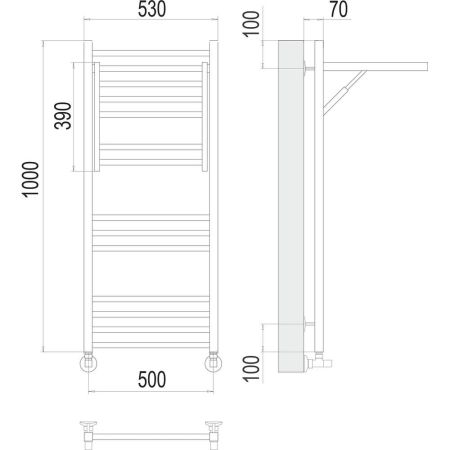 Полотенцесушитель водяной с полкой Terminus Валенсия П14 50х100, артикул 4670078529480