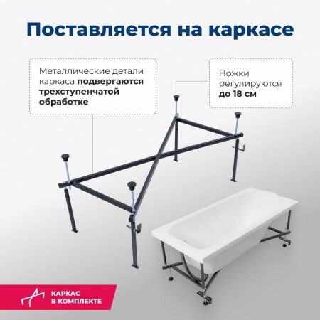 Акриловая ванна Aquanet Nord NEW 150x70 (с каркасом), артикул 00242401