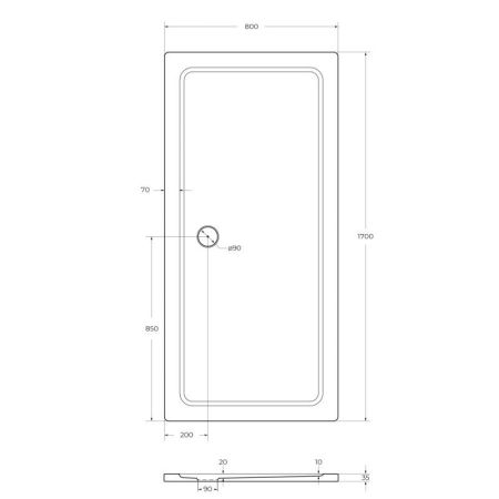 Душевой поддон из стеклокомпозита (SMC) CEZARES TRAY-M-AH-35-W, артикул TRAY-M-AH-140/90-SCR
