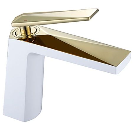 Смеситель для умывальника VENTURO белый + золото