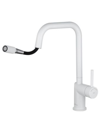 Смеситель для кухни с выдвижным изливом WONZON & WOGHAND, Белый матовый (WW-6018-MW), артикул WW-6018-MW