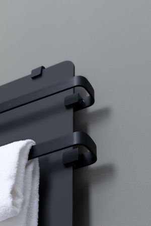 Полотенцесушитель электрический Allen Brau Infinity 120x44 с рейлингом 2.0 и креплением, черный матовый, артикул 00325638