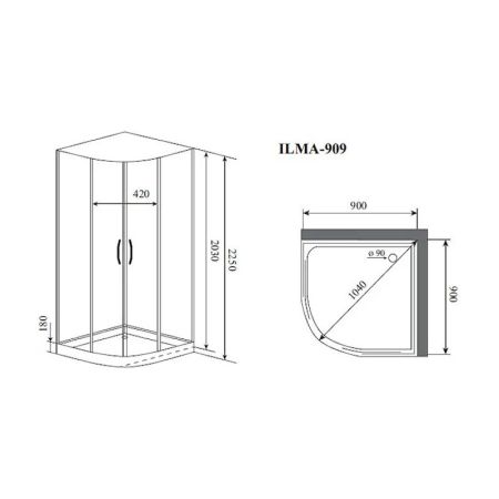 Душевая кабина Timo Premium ILMA ILMA909, 90x90x222, артикул ILMA909