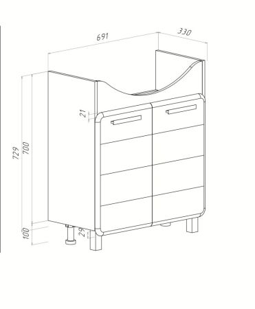 Тумба Runo Эрика 75 под умывальник УТ000001314 (Элеганс 75) (00-00004914), артикул 00-00004914