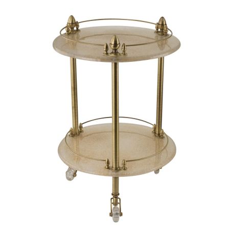 ELISABETTA Столик на колёсиках H57xD40 см, стекло/бронза, артикул 17015