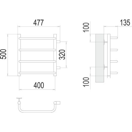 Полотенцесушитель водяной (боковое подключение) Terminus Стандарт П4 40х50, артикул 4670078530301