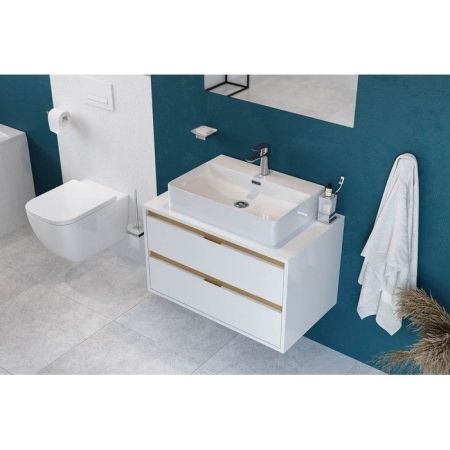 Тумба под накладную раковину EXCELLENT Tuto 80 см (белый/дуб), 2 ящика, артикул MLEX.0104.800.WHBL