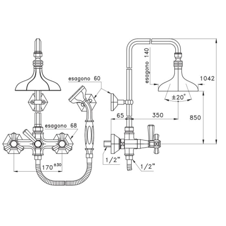 Stella Eccelsa Душевой комплект 3284/33: смеситель, верхний+ручной душ, цвет: хром, артикул EC 02514 CR00