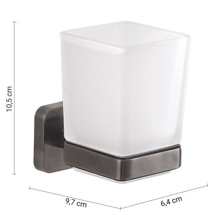 Gedy Tonga, настенный стеклянный стакан, цвет оружейная сталь, артикул TO10(81)