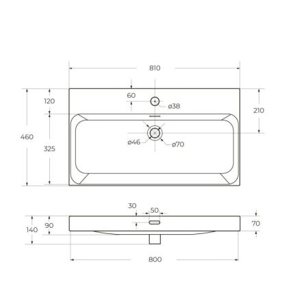 Мебель для ванной комнаты BELBAGNO UNO 800-900  арт. UNO-800-2C-SO-AO, артикул UNO-800-2C-SO-AO