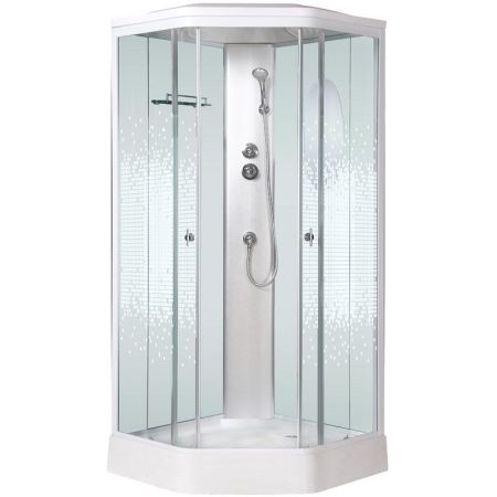 Душевая кабина Niagara NG-2306 90x90 стекло прозрачное мозаика задние стенки Белые, артикул 23060154