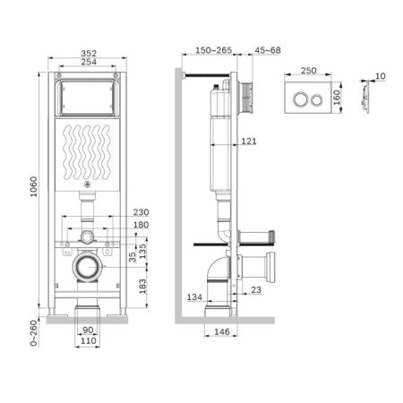 I012711.0138 ErgoFit инсталляция для подвес унитаза с клавишей ErgoFit L пластик, черный матовый, артикул I012711.0138