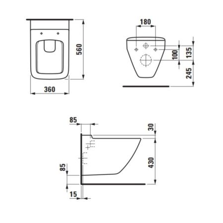 LAUFEN Palace New Унитаз подвесной, безободковый Rimless, глубокое смывание, цвет белый, артикул 8.2070.6.000.000.1