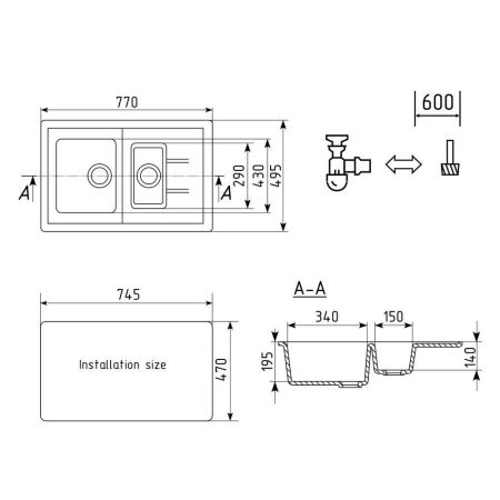 Кухонная мойка Ulgran U-205-341, ультра-белый, артикул U-205-341