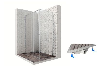 Душевой уголок Ambassador Diamond 12011104L-ST5, прямоугольный, угловой трап, 120х80