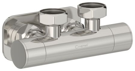 Вентиль, Сунержа, EU50, 2 х НГ G 3/4" / 2 х НГ G 3/4", угловой, скрытый, материал-нержавеющая сталь, цвет-сталь без покрытия