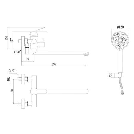 Смеситель для ванны Fmark FS8225A, хром, артикул FS8225A