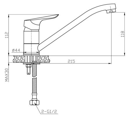 Смеситель CAIRO для кухни, излив 235мм, артикул: CI 05