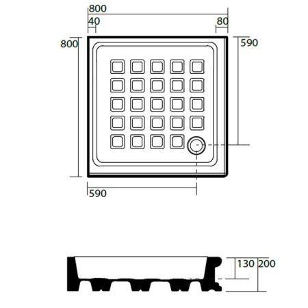 KERASAN Retro поддон угловой квадратный 80х80см, диаметр слива 90, цвет белый