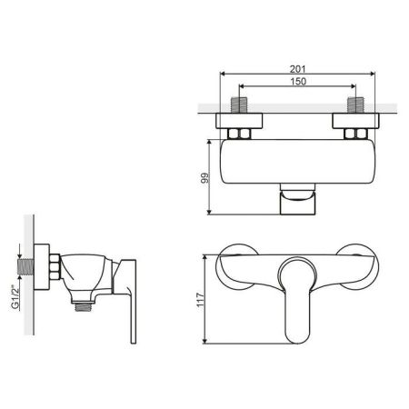 Смеситель для душа EXCELLENT Oxalia AREX.9008CR (хром), артикул AREX.9008CR