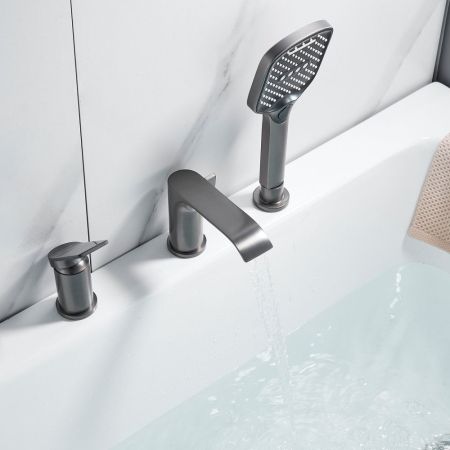 Смеситель на борт ванны Shevanik S4112T, оружейная сталь