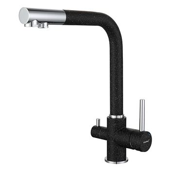 Смеситель для кухни с подключением фильтра GranFest 3611, черный