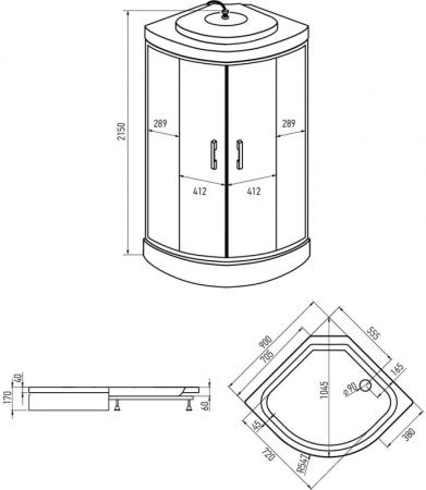 Душевая кабина Erlit Comfort ER4509P 90x90 с гидромассажем задняя стенка Белая стекло матовое