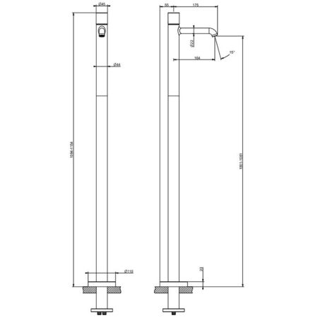 GESSI HABITO UNITO Смеситель для раковины напольный, однорычажный, цвет Black Metal PVD, артикул 70095#706