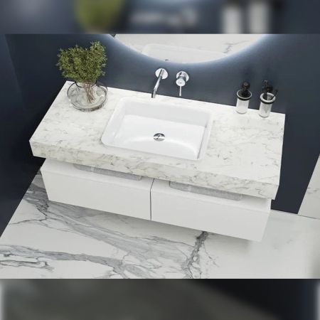 Тумба подвесная без столешницы Velvex Unit tp.UNI.60.1Y белый глянец, 60 см, артикул tp.UNI.60.1Y белый глянец