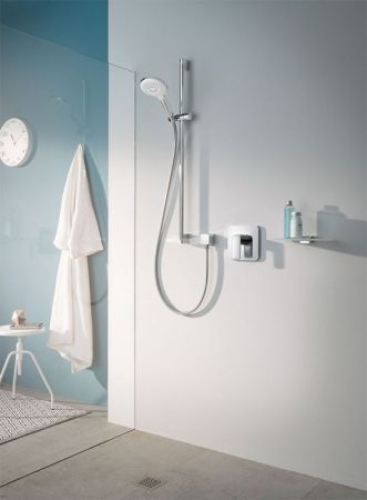 Душевой гарнитур, Kludi, Freshline, размер штанги, мм-915, размер шланга, мм-1600, размер душевого диска, мм-140, форма лейки-круглая, количество режимов-3, тип струи-бодрящая, мягкая, массажная, передвижной держатель для душа, с крепежным набором, цвет-х, артикул 6794005-00