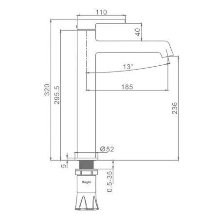 Смеситель для раковины высокий Raglo R20.15.33, медь