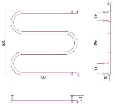 Электрический полотенцесушитель СТИЛЬЕ №03 М-образный 600х600 (64 Вт) (Без покрытия)