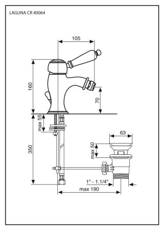 Смеситель Laguna 40064 с донным клапаном для биде, цвет золото, артикул 40064OR