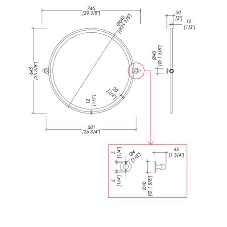 Devon First Class Зеркало поворотное, круглое (53/63х50хh53cм), цвет хром, артикул DD33111CR