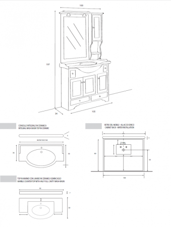 Мебель для ванной CEZARES VALENTINO 105 Incasso, артикул V105I.03