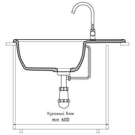 Кухонная мойка GranFest VERTEX 780L, иней, артикул V-780L иней
