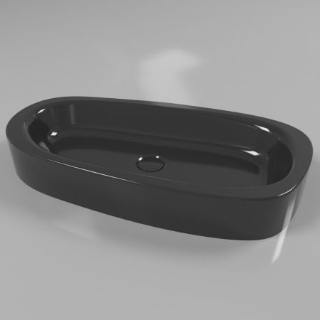 Умывальник WHITECROSS Moonstone E 70x35 (черный глянец) иск. камень, артикул 0731.070035.101