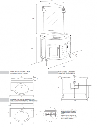 Мебель для ванной CEZARES ANDAMA, артикул GIU200110/ALZA