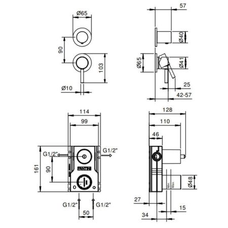 Fantini NO 5002G481B NOSTROMO Встраиваемый Смесители для душа наружная часть, цвет: Matt British Gold PVD, артикул 50 P6 G481B