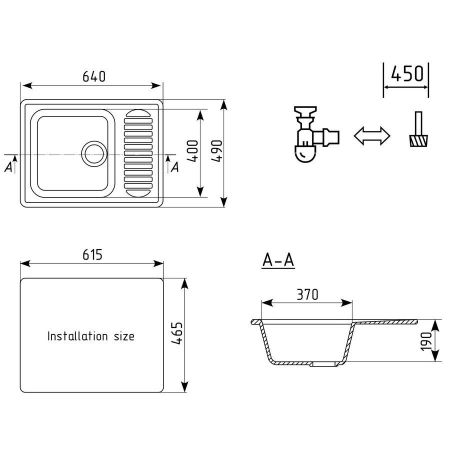 Кухонная мойка Ulgran U-202-308, черный, артикул U-202-308