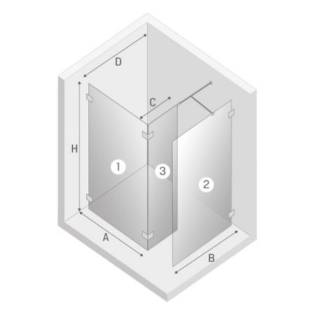 Душевое ограждение NEW TRENDY EVENTA стенка 1 90x200 EXK-0221 (хром), артикул EXK-0221