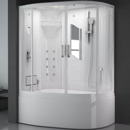 Душевой бокс SSWW WU103B L 150x100 c гидромассажем профиль Белый задняя стенка Белая