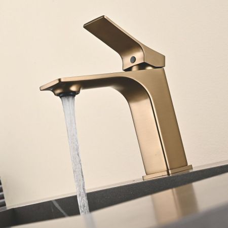 Смеситель для раковины Shevanik S6101G, золотой сатин