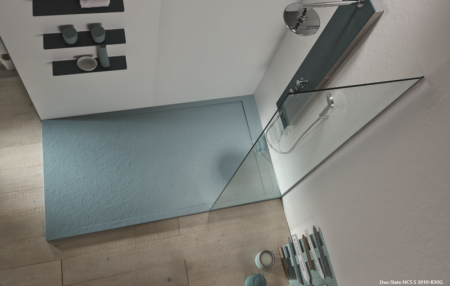 Поддон из акрона серия DUO фактура SLATE, артикул PLATO_DUO_90_SLATE_NEGRO_100x90